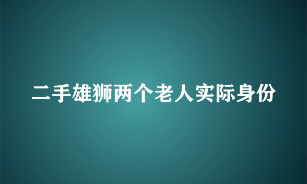 二手雄狮两个老人实际身份