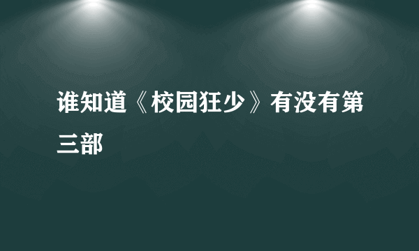 谁知道《校园狂少》有没有第三部