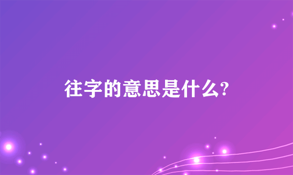 往字的意思是什么?