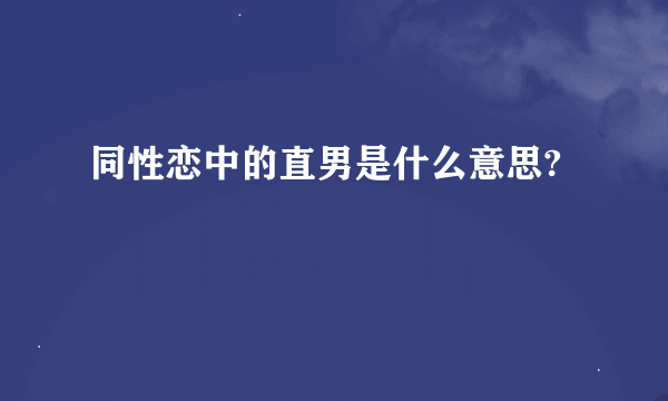 同性恋中的直男是什么意思?