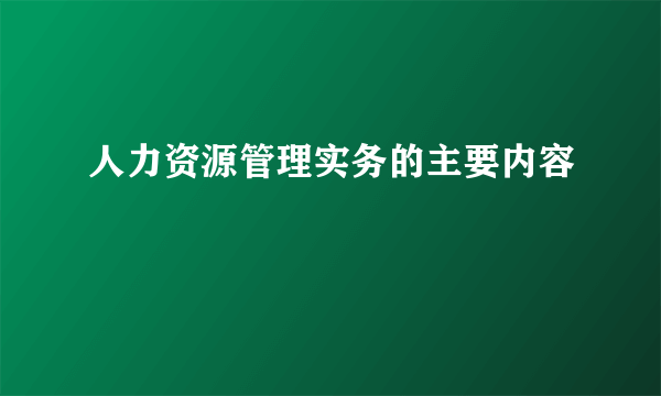 人力资源管理实务的主要内容