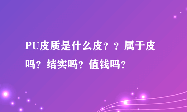 PU皮质是什么皮？？属于皮吗？结实吗？值钱吗？