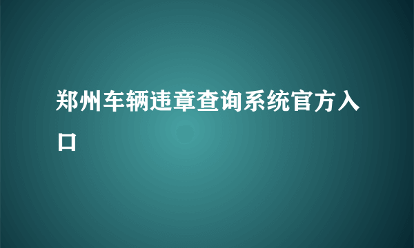 郑州车辆违章查询系统官方入口