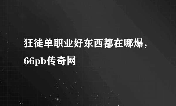 狂徒单职业好东西都在哪爆，66pb传奇网