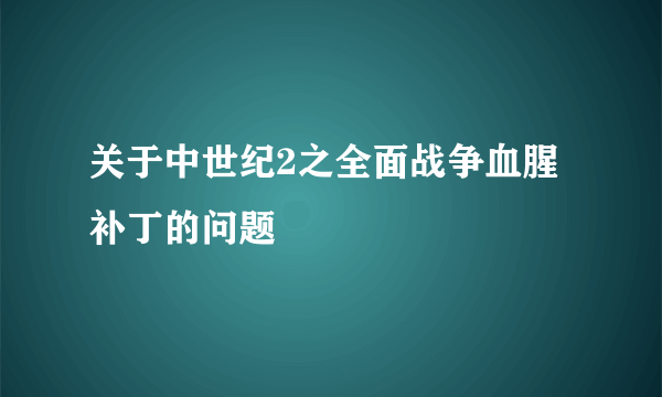 关于中世纪2之全面战争血腥补丁的问题