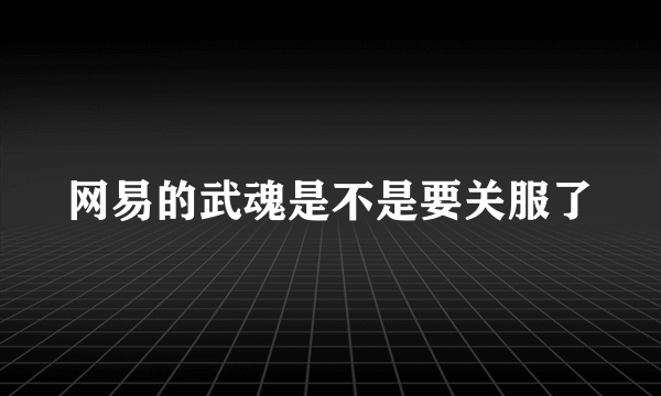 网易的武魂是不是要关服了