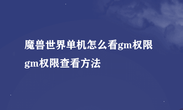 魔兽世界单机怎么看gm权限 gm权限查看方法