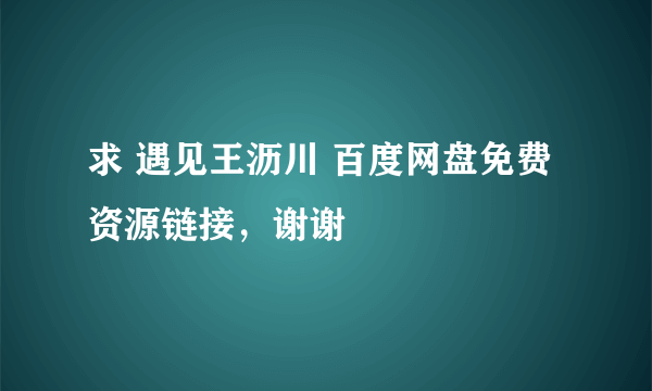 求 遇见王沥川 百度网盘免费资源链接，谢谢