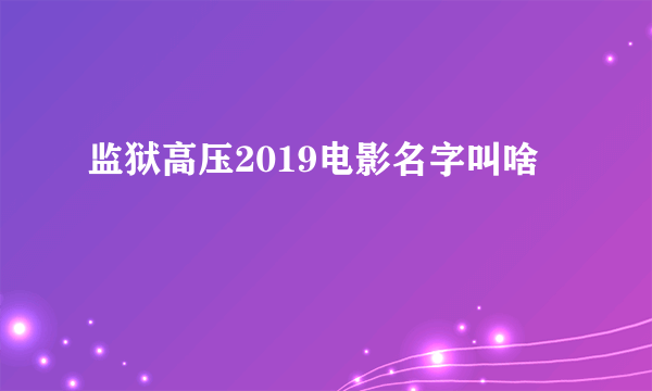 监狱高压2019电影名字叫啥