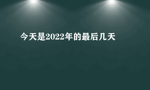 今天是2022年的最后几天