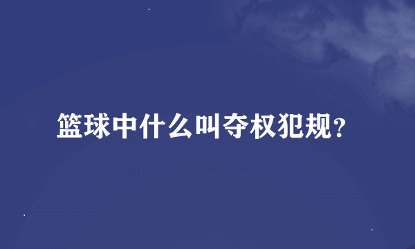 篮球中什么叫夺权犯规？