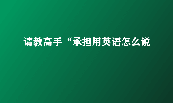 请教高手“承担用英语怎么说