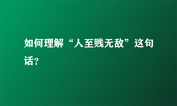 如何理解“人至贱无敌”这句话？