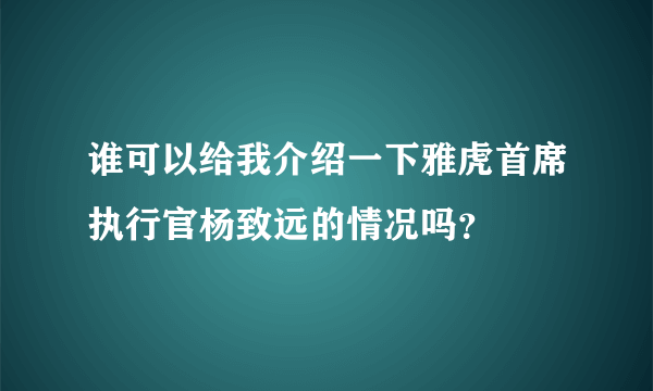 谁可以给我介绍一下雅虎首席执行官杨致远的情况吗？