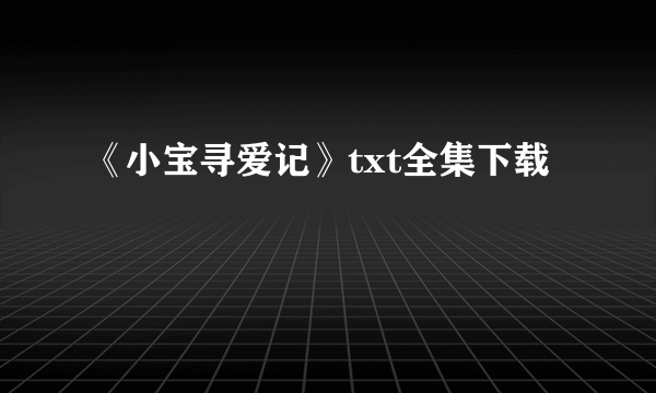 《小宝寻爱记》txt全集下载