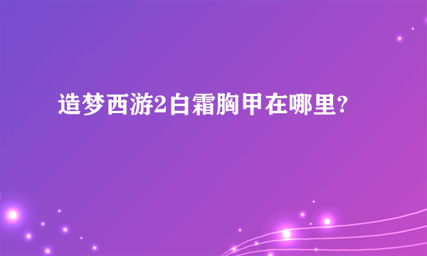 造梦西游2白霜胸甲在哪里?