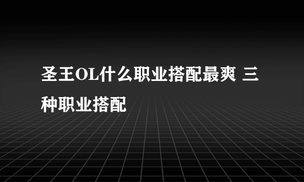 圣王OL什么职业搭配最爽 三种职业搭配