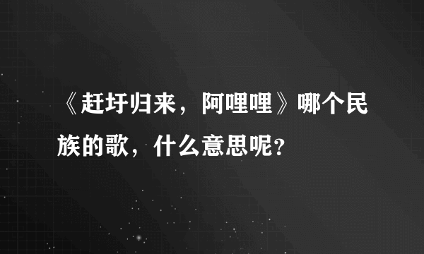 《赶圩归来，阿哩哩》哪个民族的歌，什么意思呢？