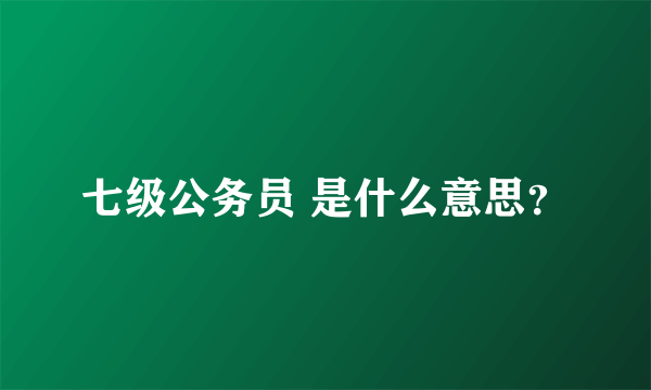 七级公务员 是什么意思？