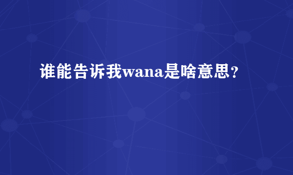 谁能告诉我wana是啥意思？