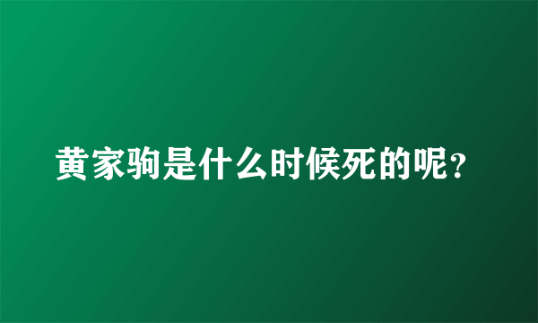 黄家驹是什么时候死的呢？