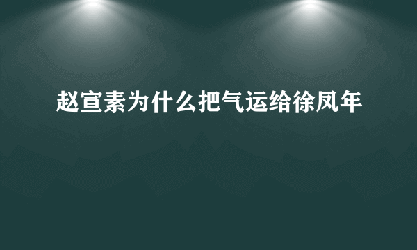 赵宣素为什么把气运给徐凤年