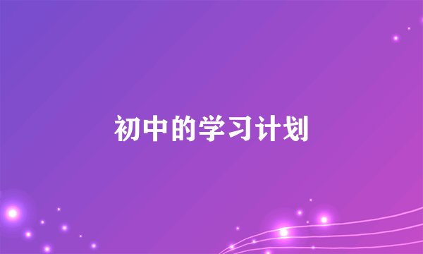 初中的学习计划