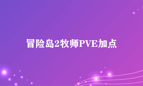 冒险岛2牧师PVE加点