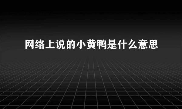 网络上说的小黄鸭是什么意思