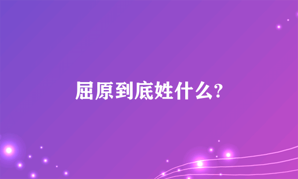 屈原到底姓什么?