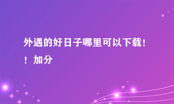 外遇的好日子哪里可以下载！！加分