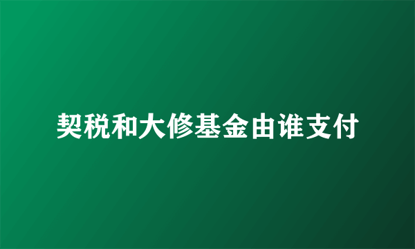 契税和大修基金由谁支付