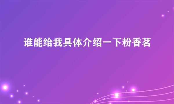 谁能给我具体介绍一下粉香茗