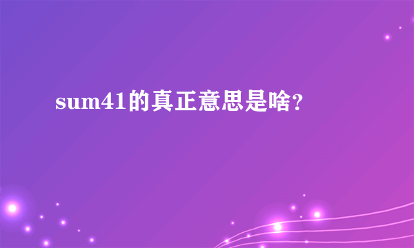 sum41的真正意思是啥？