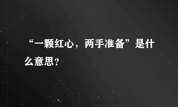 “一颗红心，两手准备”是什么意思？