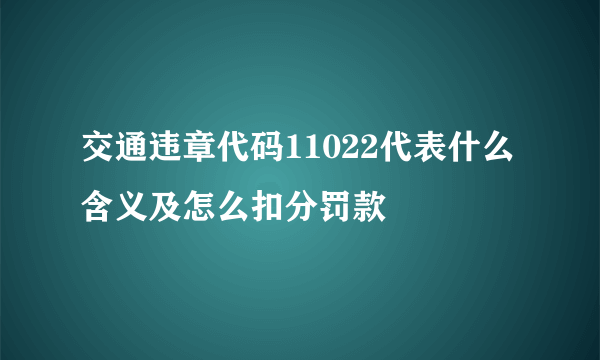 交通违章代码11022代表什么含义及怎么扣分罚款