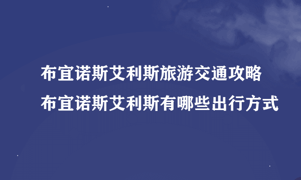 布宜诺斯艾利斯旅游交通攻略布宜诺斯艾利斯有哪些出行方式