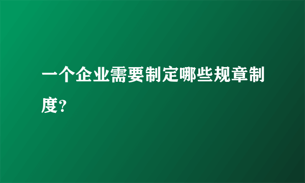 一个企业需要制定哪些规章制度？