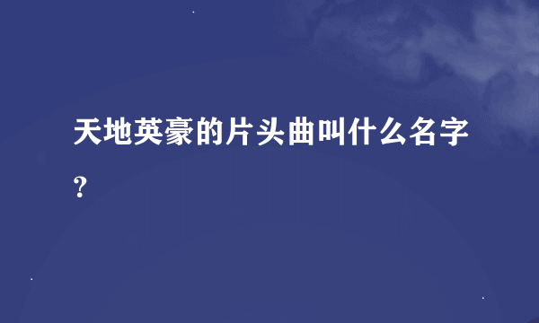 天地英豪的片头曲叫什么名字？