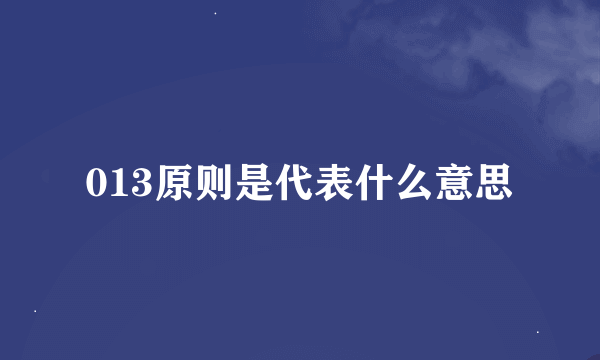 013原则是代表什么意思