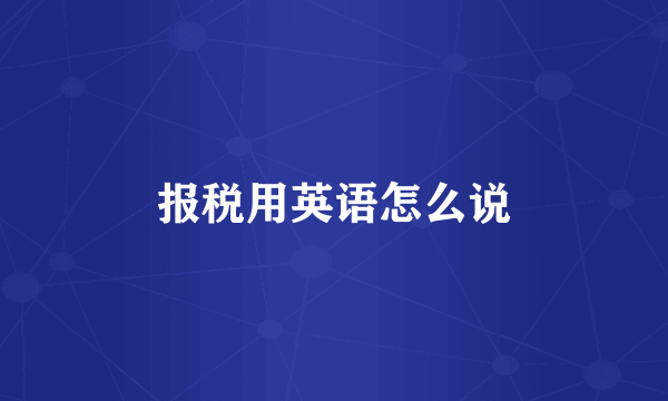 报税用英语怎么说