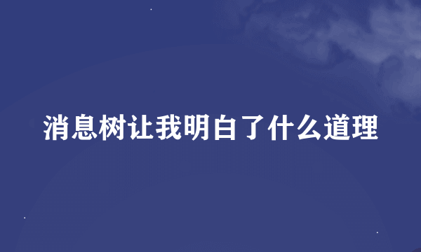 消息树让我明白了什么道理