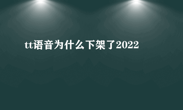 tt语音为什么下架了2022