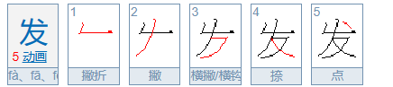 发字笔顺笔画