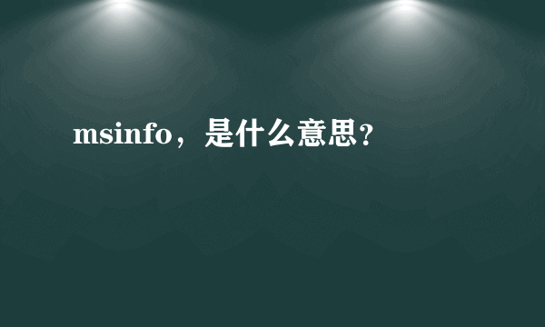 msinfo，是什么意思？