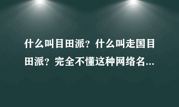 什么叫目田派？什么叫走国目田派？完全不懂这种网络名词，请务必好好回答，不要来个调侃式的答案谢谢