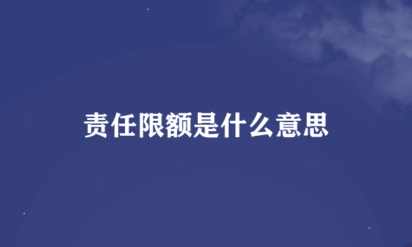 责任限额是什么意思