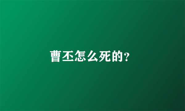 曹丕怎么死的？