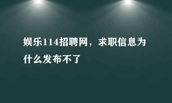 娱乐114招聘网，求职信息为什么发布不了