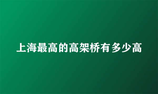 上海最高的高架桥有多少高